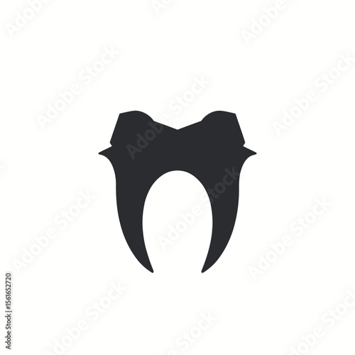Stylized tooth icon graphic, perfect for dental clinics, dentist websites, or oral hygiene campaigns, features a minimalist black silhouette on a white background, ideal for logos and branding.