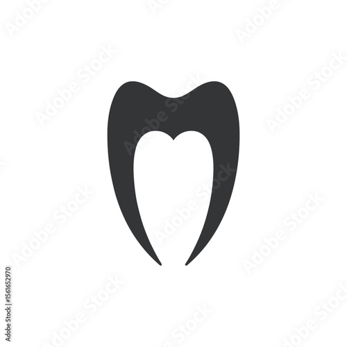 Stylized tooth icon, dark gray on white background, perfect for dental clinics, dentists, or oral healthcare branding and marketing materials.