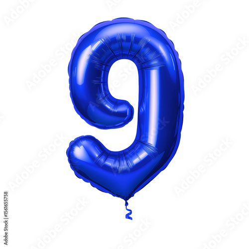 Blue Balloons Number nine 3d