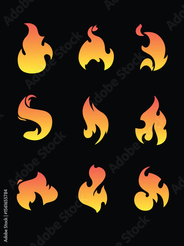 Fiery Flame Icons A Collection of 12 Unique Fire Designs for Graphic Design Projects