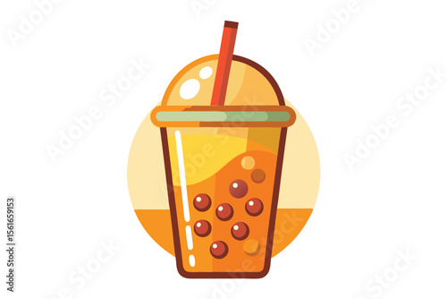 Hand-drawn vector illustration of an orange juice container in a market basket icon