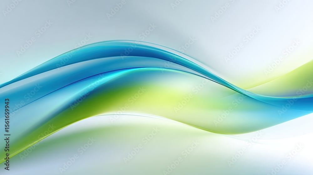 Obraz premium Abstract flowing wave design with vibrant blue green and white smooth curves.