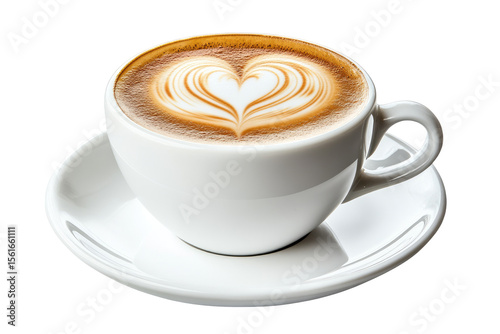 White coffee cup with heart latte art