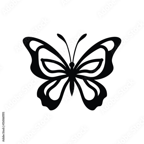 Graceful black butterfly silhouette with flowing wing details
