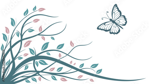 floral background with butterflies