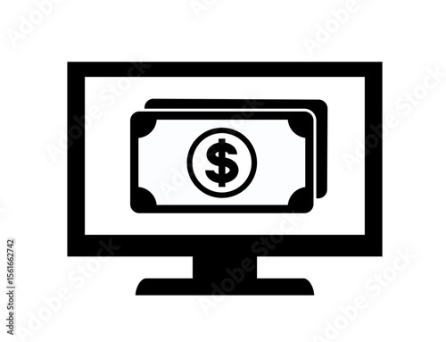 money icon 26: money, finance, logo, computer, monitor, screen, flat, pc, desktop, dollar, 