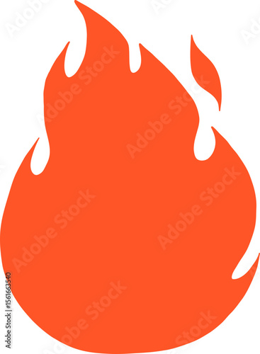 Red Flame Silhouette With Curved Flicks