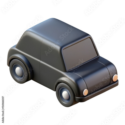 Black toy car isometric view isolated on transparent background