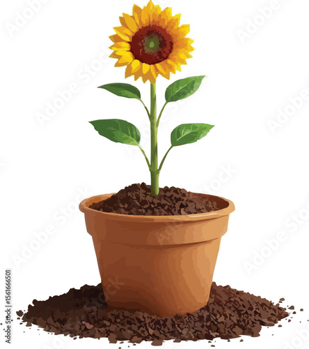 Realistic sunflower  plant