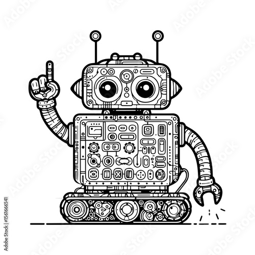 simple silhouette of control panel on this silly bot, not scary