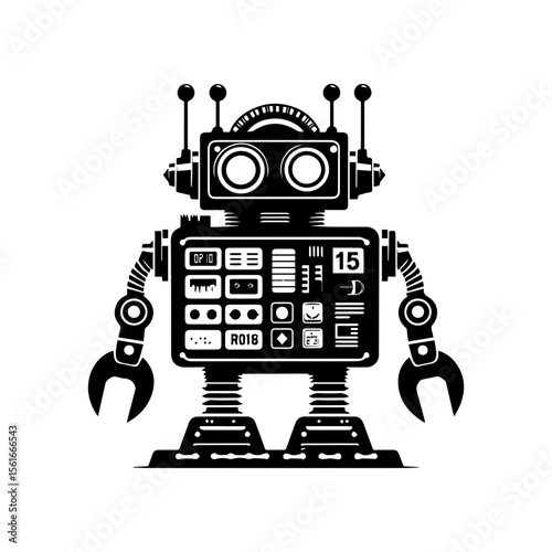 simple silhouette of control panel on this silly bot, not scary