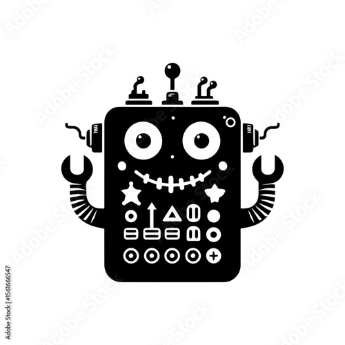 simple silhouette of control panel on this silly bot, not scary