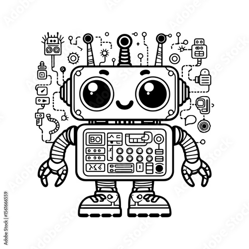 simple silhouette of control panel on this silly bot, not scary