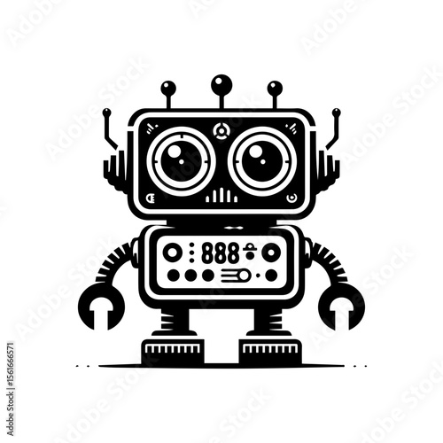 simple silhouette of control panel on this silly bot, not scary