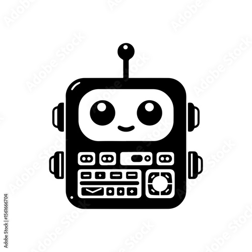 simple silhouette of control panel on this silly bot, not scary