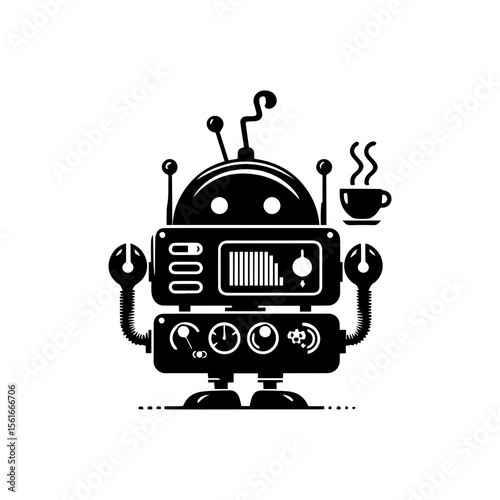 simple silhouette of control panel on this silly bot, not scary