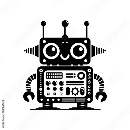 simple silhouette of control panel on this silly bot, not scary