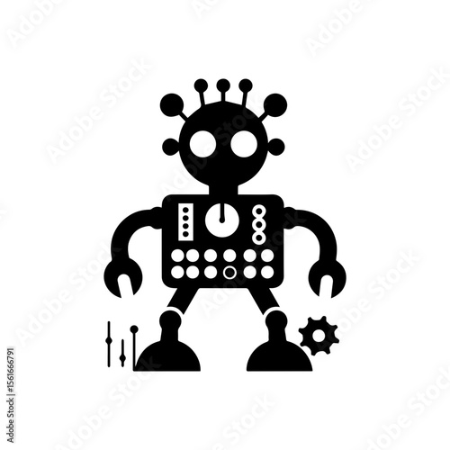 simple silhouette of control panel on this silly bot, not scary