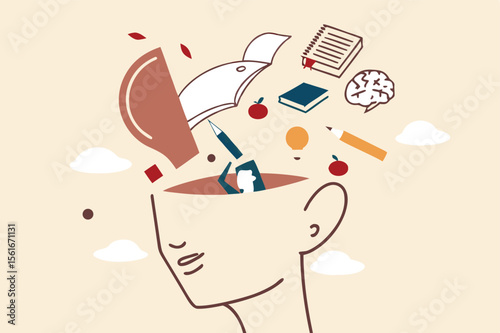 
Declutter your mind, clear your brain to regain focus improve creative thinking ability, free up memory concept, ambitious businessman declutter, clean and clear all messy anxiety from his big head.