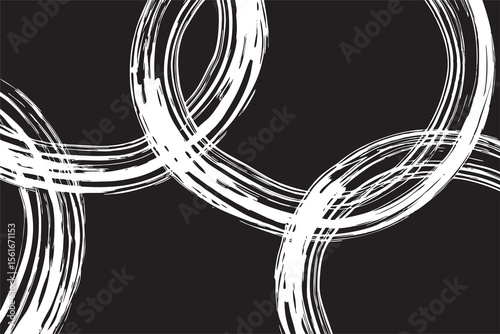White looping ink design on dark background. Design illustration for decoration, wall decor, wallpaper, cover, banner.