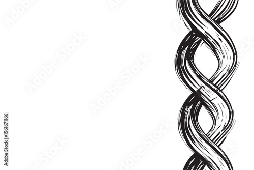 Vertical infinity brush chains on white  background. Design illustration for decoration, wall decor, wallpaper, cover, banner.