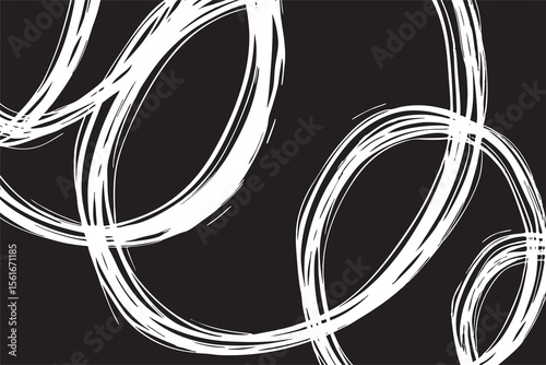 White looping ink design on dark background. Design illustration for decoration, wall decor, wallpaper, cover, banner.