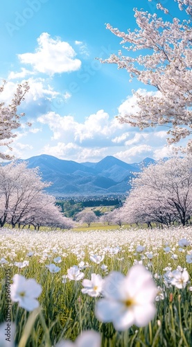 Wallpaper Mural Blossoming field, mountains, and sky Torontodigital.ca