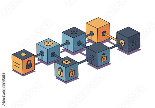 Isometric backup icons connect showcasing datsecurity and redundancy A modern graphic design with a purple background Ideal for tech IT and business visuals
