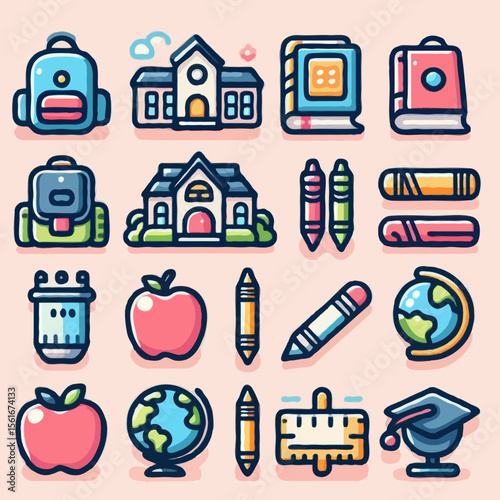 back to school icon set