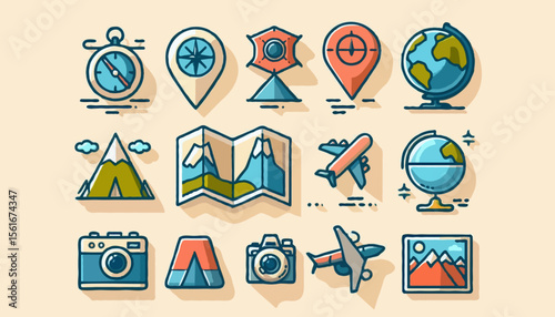 set of icons for travel