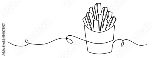 continuous line art of a serving of french fries. vector illustration of french fries with transparent background