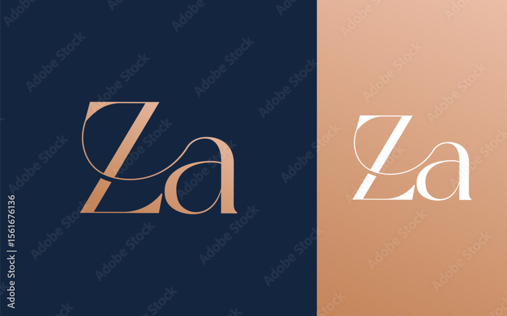 Fototapeta premium Initial letter ZA AZ logo design vector illustration for couple, wedding, and business