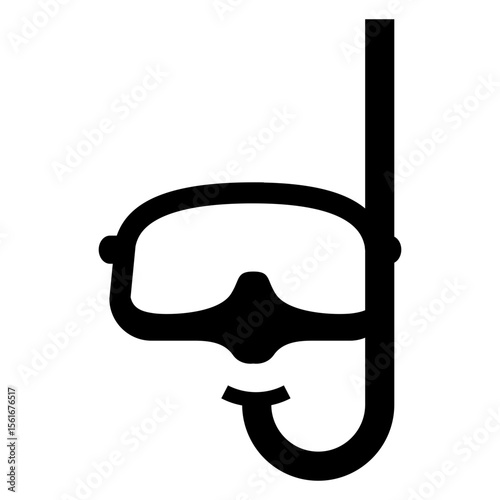 Icono silueta de gafas de buceo con snorkel