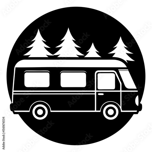 Camper Van Silhouette Illustration
