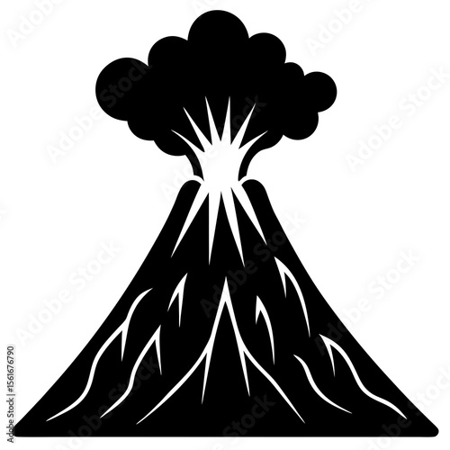 Volcano Erupting Silhouette