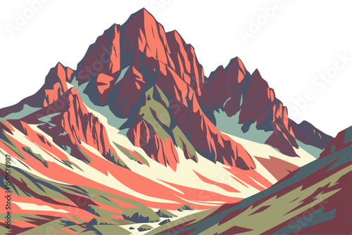 Modern geometric mountain landscape with abstract hdr color palette