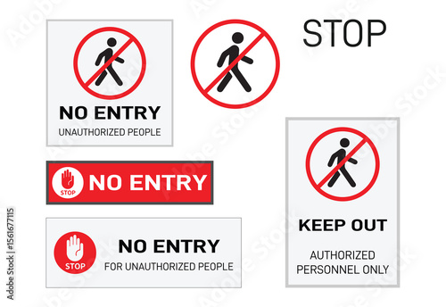 No Entry for Unauthorized People Sign Bundle – Stop, Danger & Security Notice Labels in Multiple Shapes