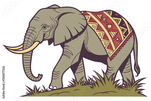 Realistic elephant with hdr shading banner design