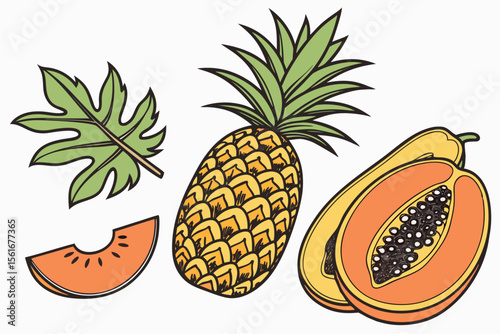 Vibrant tropical fruit collection featuring mango and pineapple