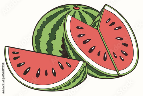 Juicy sliced watermelon in high dynamic range vector design
