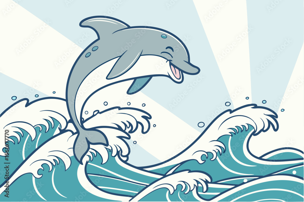 Obraz premium Playful dolphin leaping joyfully in vibrant ocean waters