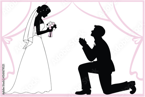 Groom praying before wedding ceremony silhouette of a man in formal attire
