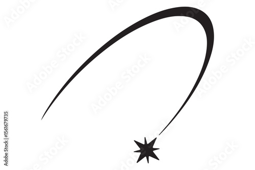 Abstract Falling Star Vector, Shooting Star with Elegant Star Trail on White Background.
