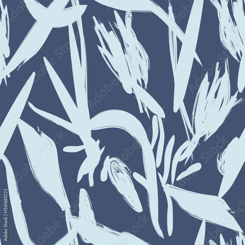 Blue Abstract Floral Seamless Pattern Design