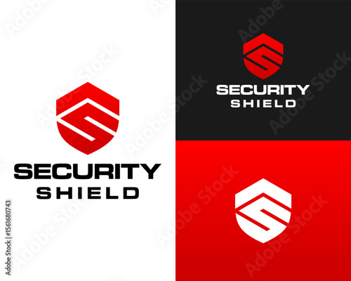 Technology company security shield monogram S letter design logo.

