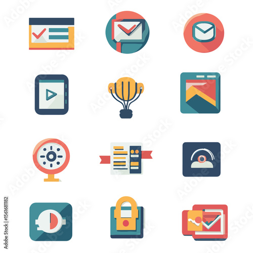 2D Flat icon Digital Marketing & SEO Icons isolated in White Background 