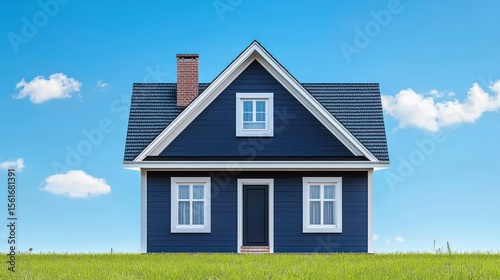 Wallpaper Mural Small, dark-blue house on grassy hill under a clear sky Torontodigital.ca