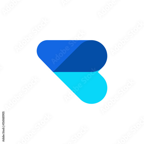 Free Download A modern and abstract logo composed of two overlapping, rounded shapes in different shades of blue, forming a heart or a stylized speech bubble - GFXLoad