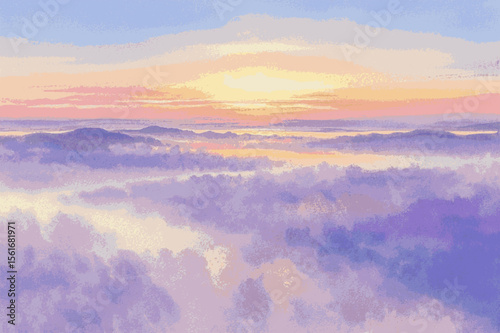 Meadow Mist Bloom A pastel-toned landscape painting isolated watercolor vector illustration svg