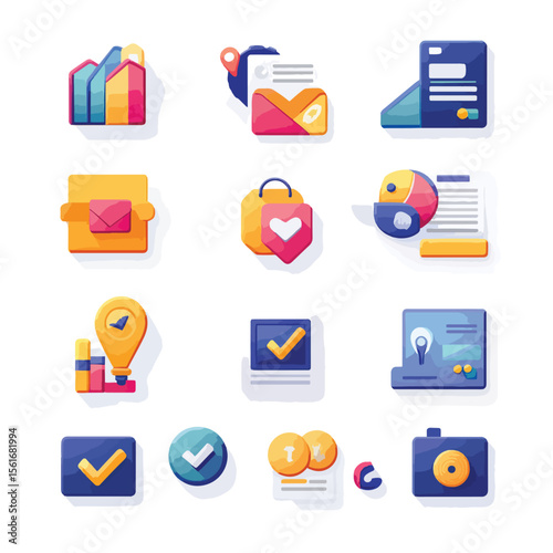 2D Flat icon Digital Marketing & SEO Icons isolated in White Background 